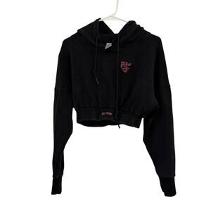 Kill Crew Small Black Cropped Hoodie Black Pullover Sweatshirt Streetwear